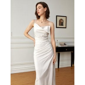 YY_White champagne shirring dress