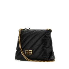 BALENCIAGA  Black leather Crush shoulder bag BLACK