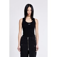 Irregular Logo embroidery Sleeveless - Black(woman)