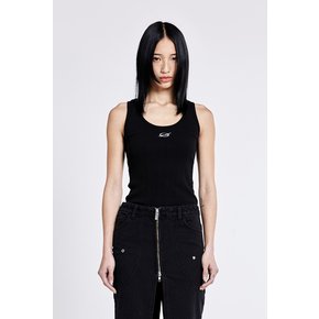 Irregular Logo embroidery Sleeveless - Black(woman)