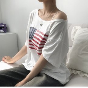 루즈핏 아메리칸 성조기 무드 티셔츠4color