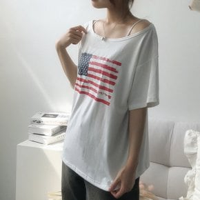 루즈핏 아메리칸 성조기 무드 티셔츠4color