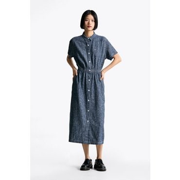 타미진스 여성 맥시 린넨 블렌드 셔츠 드레스 T32F1WOP35TWT2 TOMMY JEANS
