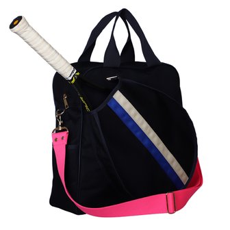 프라이데이러브 테니스 가방  TENNIS BAG-NAVY with cream and royal blue stripe  칼라 스트랩