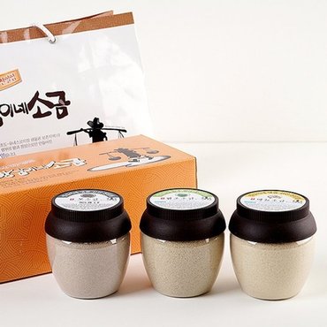 지투지샵 3년숙성 소금 선물용 3종SET 각450g 함초+톳+마늘