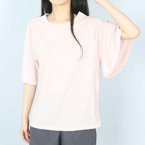 (팔뚝순삭) 4색 무지 찰랑 나팔 소매 반팔 티셔츠