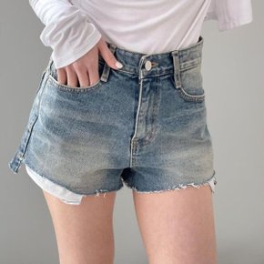 여자 데님핫팬츠 워터밤 3부 워싱 컷팅 청반바지