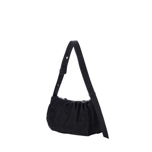 SHIRRING SHOULDER AND CROSS BAG BLACK