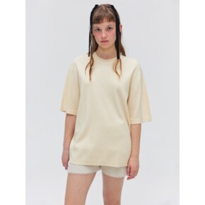 Round Neck Half Knit - Ivory