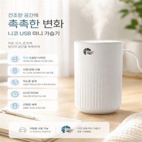 USB 미니 가습기 5핀 저소음 탁상용 차량용 4시간