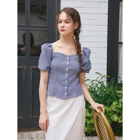 HEART NECK PUFF SLEEVES BLOUSE_BLUE