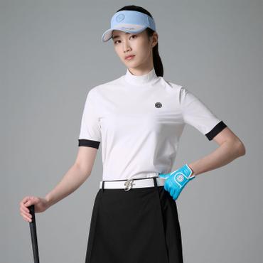 빈폴골프 SS24 여성 트리코트 반팔 하이넥 티셔츠 - 화이트 (BJ4542NA11)