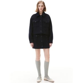 BOUCLE WOOL SHORT JACKET_NAVY