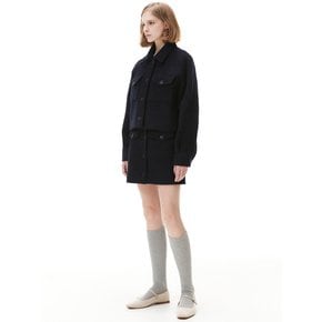 BOUCLE WOOL SHORT JACKET_NAVY