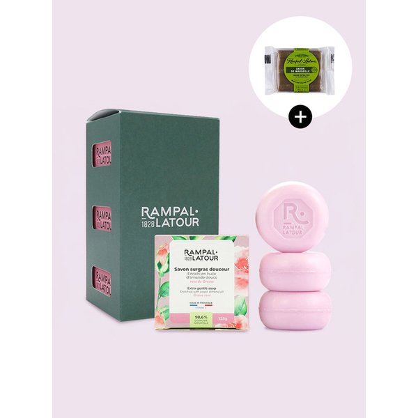 사봉롱드 천연 세수비누 125g 로즈 3개 세트