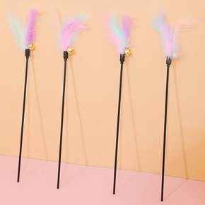 고양이 장난감 낚시대 무지개색상 예쁜 깃털낚시대