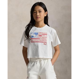 폴로 랄프 로렌 폴로 키즈 여아 7-16세 플로럴 플래그 코튼 저지 박시 티(CWPOTSHG8020536100)