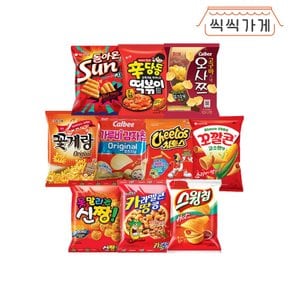 맛있는 빨간 봉지 과자 10종(치토스 썬 신짱 오사쯔 꽃게랑 스윙칩 카땅 신떡 가루비 꼬깔고