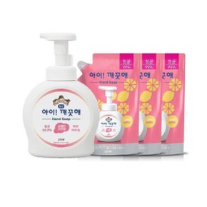 아이깨끗해 레몬향 490ml 용기 x 1개 + 450ml 리필 x 3개 핸드워시 폼 핸드솝 거품형 손세정제