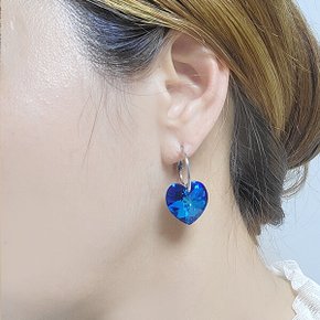 크리스탈 하트 이어링 러블리앤 로멘틱 드롭 귀걸이