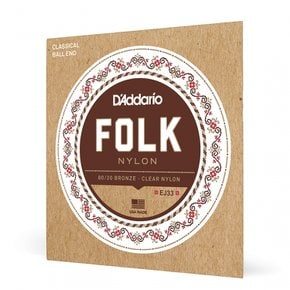 D`Addario 다다리오 볼 엔드 나일론 현 Folk Nylon EJ33 8020 BronzeClear Nylon Trebles []