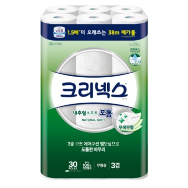  크리넥스 3겹 내추럴소프트도톰 38-30롤