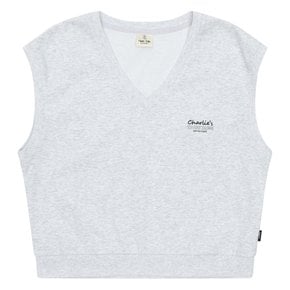 여아 레터링 브이넥 베스트 22P0751_GY