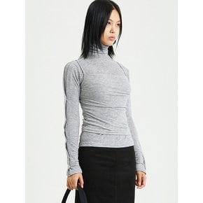 BUTTON TURTLENECK BUSTIER SET GRAY