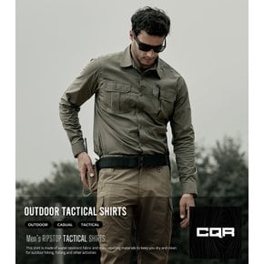 CQR 남성 스판 플랩 포켓 긴팔 셔츠 CQ-TOS422