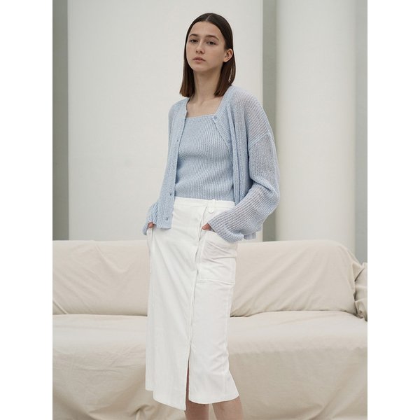 ASYMMETRIC HEM CRINKLED MIDI SKIRT