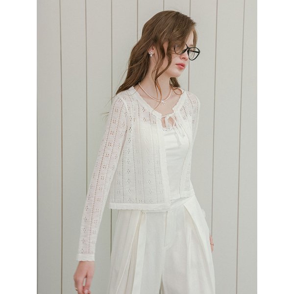 DD_Soft ribbon eyelet cardigan_3color