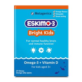 에스키모-3 브라이트 키즈 오메가3 비타민D 27정 츄어블 1팩 오렌지젤리 Eskimo-3 Kids Fish Oil