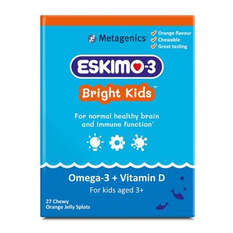  에스키모-3 브라이트 키즈 오메가3 비타민D 27정 츄어블 1팩 오렌지젤리 Eskimo-3 Kids Fish Oil