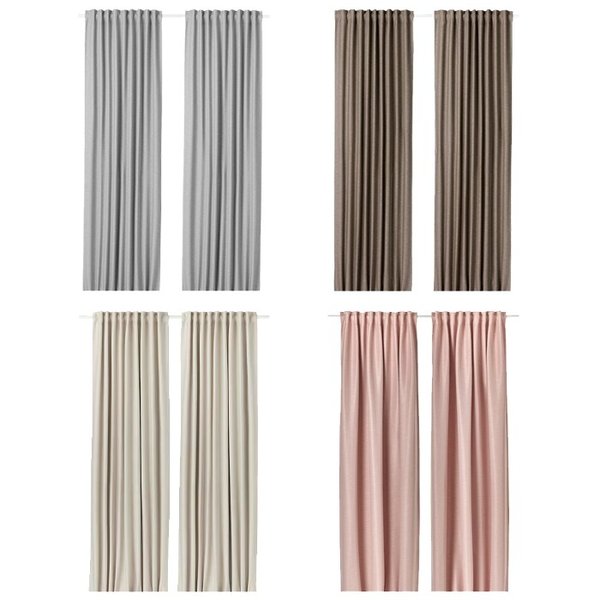 VILBORG 빌보리 반암막 커튼 한쌍 145x250cm 커튼테이프 포함/암막커텐/블라인드/창문커