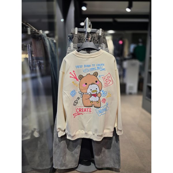 [시흥점] 기모 카피바라 세미오버핏 맨투맨(남여공용)/JGZZ22B27CR