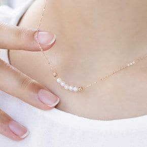 14K 천연 담수 진주 3mm 원석 볼 얇은 레이어드 한줄 체인 목걸이