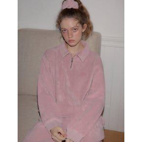 Terry Half Zip-up Sweatshirt_ Pink