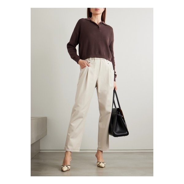 브루넬로쿠치넬리 코튼 혼방 트윌 테이퍼드 팬츠 오프 화이트 46376663162854297