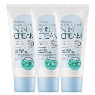 바세린 내추럴 UV 쉴드 선크림 60g 3개+클렌징폼 120ml / SPF50+ PA++++