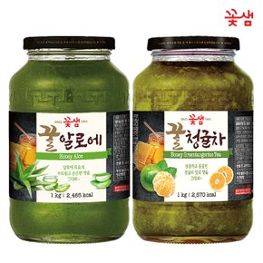 꽃샘 꿀 알로에차 1KG +꿀  청귤차 1KG (과일청)