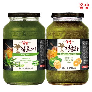  꽃샘 꿀 알로에차 1KG +꿀  청귤차 1KG (과일청)