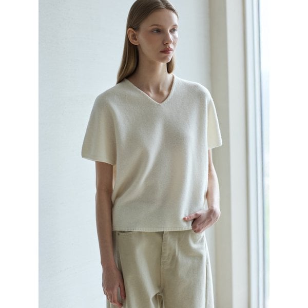 Wholegarment Wool Short Sleeve Knit_Ivory
