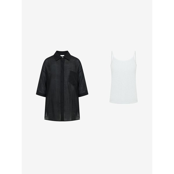 루즈핏 트임 셔츠 & 나시 SET (TMBAE1452)