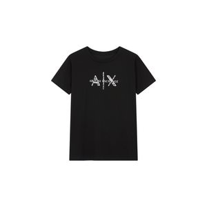 ARMANI EXCHANGE AX 여성 스팽글 로고 크루넥 티셔츠_블랙(A423130512)