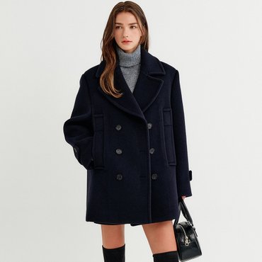 룩캐스트 니야 울 하프 피코트_네이비 / NIYA WOOL HALF PEACOAT_NAVY