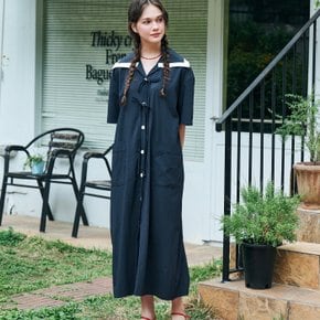 / MET sailor ribbon half sleeve dress navy