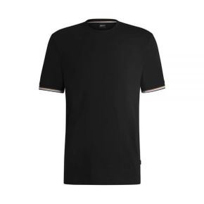휴고보스그린 Cotton-jersey T-shirt with signature-stripe cuffs (50501097-001) (