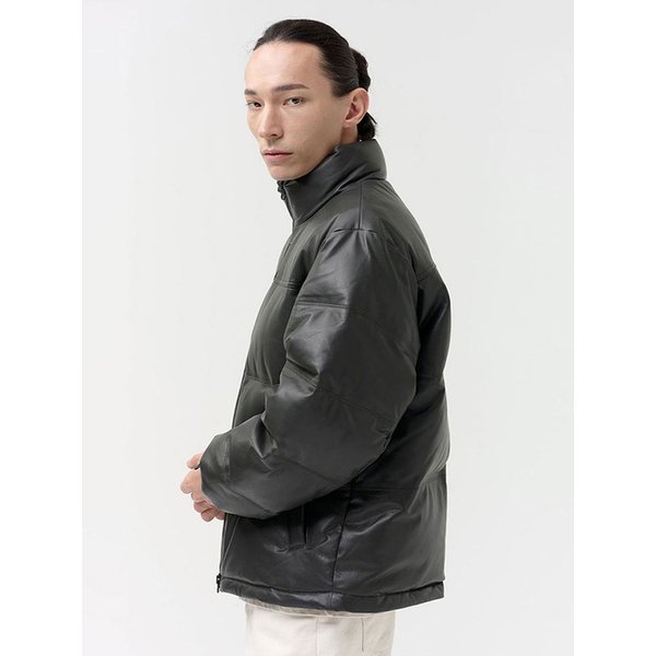 [LAMBSKIN] LEATHER GOOSE-DOWN PADDING (GRAY)