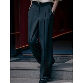 Modern two tuck wool slacks_Black