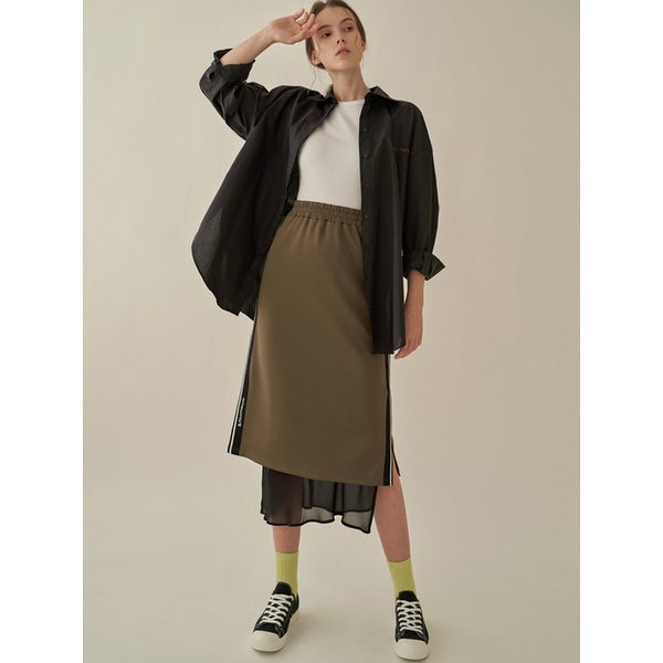 사이드 트임 밴딩 스커트 _ SIDE SLIT SKIRT (khaki)